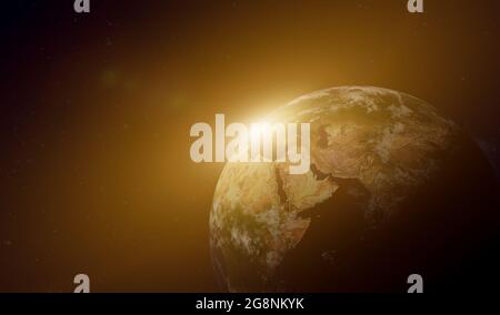 rendu 3d. Vue de la planète Terre depuis l'espace la nuit montrant pour le fond scientifique, espace. Éléments de cette image fournis par la NASA Banque D'Images