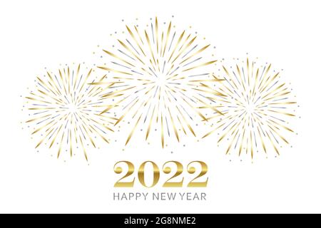 carte de vœux du nouvel an 2022 avec feu d'artifice or et argent Illustration de Vecteur