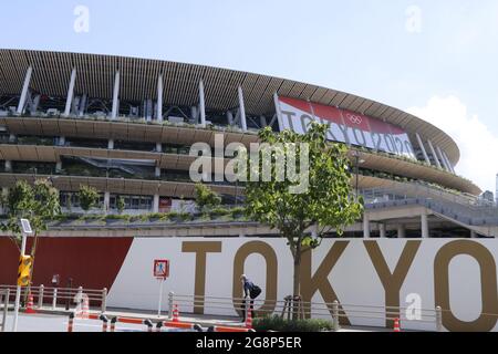 Le Stade National où est le principal lieu des Jeux Olympiques de Tokyo en 2020. La cérémonie d'ouverture s'y tient le 23 juillet 2021. -Tokyo, Japon. 22. Banque D'Images