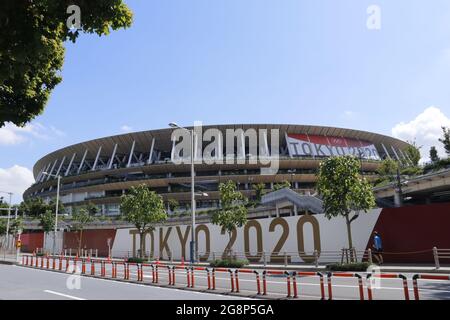 Le Stade National où est le principal lieu des Jeux Olympiques de Tokyo en 2020. La cérémonie d'ouverture s'y tient le 23 juillet 2021. -Tokyo, Japon. 22. Banque D'Images