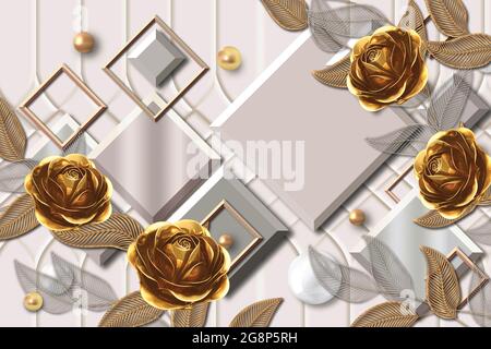 Papier peint photo 3d incroyable Art moderne simple salon TV toile de fond papier peint, illustration 3d Banque D'Images
