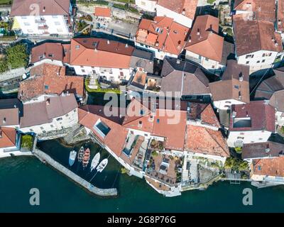 Vue aérienne, Borgo Antico, vieux village, Nesso, Lac de Côme, Lombardie, Italie, Europe Banque D'Images