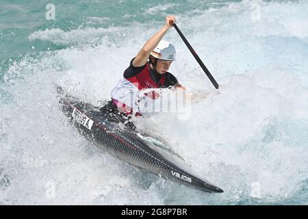 Andrea HERZOG (GER), canadienne une femme, action. Entraînement canoë slalom, canoë slalom, eau vive le 22 juillet 2021, Kasai Canoe Slalom Centre. Jeux olympiques d'été 2020, de 23.07. - 08.08.2021 à Tokyo/Japon. Banque D'Images