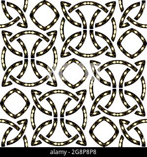 Motif vectoriel sans couture avec symbole de nœud celtique sur fond blanc. Papier peint à texture tribale. Textile de mode religieux décoratif. Illustration de Vecteur