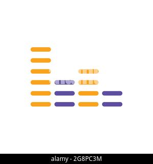 Egaliseur, fréquence avec tirets icône de glyphe de vecteur. Signal audio. Signe musique. Symbole graphique pour la conception, le logo, l'application, l'interface utilisateur du site Web et des applications audio et musicales Illustration de Vecteur