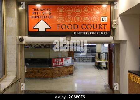 Sydney, Australie. 22 juillet 2021. Le terrain de restauration de Hunter Connection est déserté en raison du confinement. Credit: Richard Milnes/Alamy Live News Banque D'Images