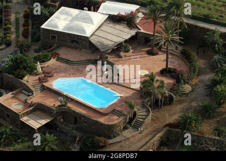 Vue aérienne, île de Pantelleria, Sicile, Italie, Europe Banque D'Images