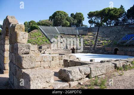 Le théâtre grec, Tindari, Patti, Sicile, Italie, Europe Banque D'Images