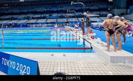 Tokyo, Japon. 22 juillet 2021. Une vue générale du centre aquatique, lieu de baignade, plongée et natation artistique pendant les Jeux Olympiques de Tokyo 2020 le 22 juillet 2021 à Tokyo, Japon photo Giorgio Scala/Insidefoto/Deepbluemedia Credit: Insidefoto srl/Alamy Live News Banque D'Images
