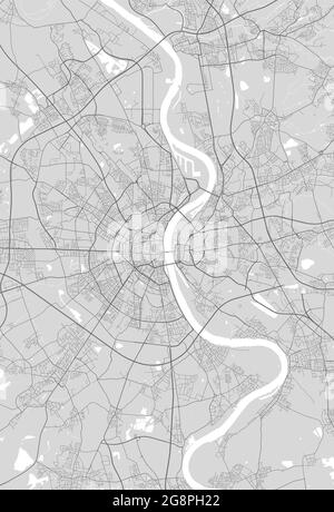 Plan de la ville de Cologne. Illustration vectorielle, affiche graphique en niveaux de gris de la carte de Cologne. Carte des rues avec vue sur les routes et la région métropolitaine. Illustration de Vecteur