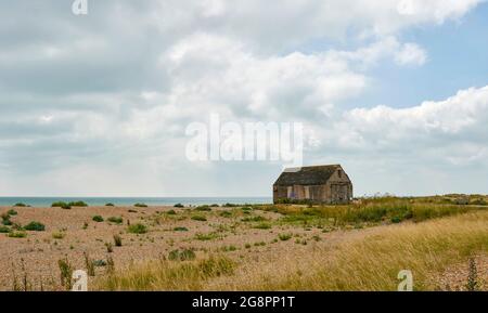 Port de seigle et l'ancienne RNLI Mary Stanford maison de canot de sauvetage mémorial East Sussex Banque D'Images