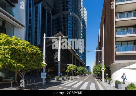 Sydney, Australie. 22 juillet 2021. Sydney, Australie. Jeudi 22 juillet 2021. Vues générales de Barangaroo et de scènes de rue vides.de nouvelles restrictions imposées ont mis fin à tous les travaux de construction à Sydney au moins jusqu'au 30 juillet en raison de la variante très infectieuse du delta de Covid-19. Crédit : Paul Lovelace/Alamy Live News Banque D'Images