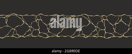 Motif abstrait dessiné à la main sans couture, fond kintsugi avec dégradé d'or, surface organique, idéal pour les textiles, bannières, fonds d'écran, mosaïques - vecteur Illustration de Vecteur