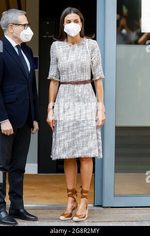 La reine Letizia d'Espagne assiste à une réunion de travail de l'Association espagnole contre le cancer au siège de l'AECC le 22 juillet 2021 à Madrid, Espagne. Photo par Archie Andrews/ABACAPRESS.COM Banque D'Images