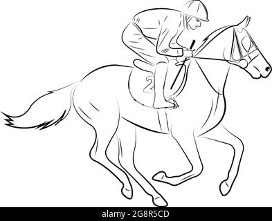 jockey équitation ligne d'art illustration - vecteur Illustration de Vecteur