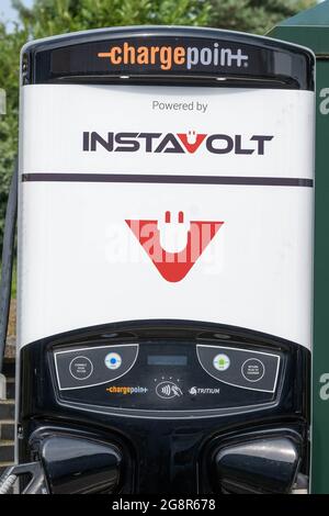 Points de charge électriques Instavolt dans diverses stations de charge de Norfolk au Royaume-Uni Banque D'Images