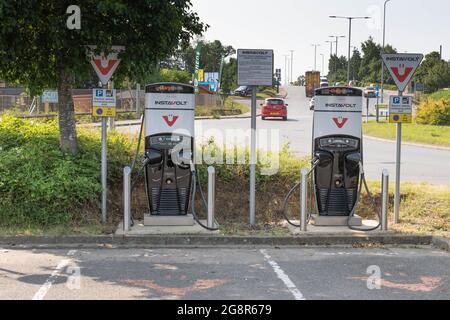 Points de charge électriques Instavolt dans diverses stations de charge de Norfolk au Royaume-Uni Banque D'Images