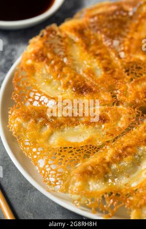 Autocollants en potles faits maison en dentelle frite avec sauce à la sauce au soja Banque D'Images