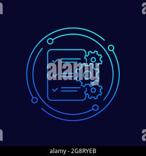 Icône de ligne de procédures avec liste de contrôle, vecteur Illustration de Vecteur