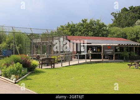 Pavillon des fondateurs, Big Cat Sanctuary, Headcorn Road, Smarden, Ashford, Kent, Angleterre, Grande-Bretagne, Royaume-Uni, Europe Banque D'Images