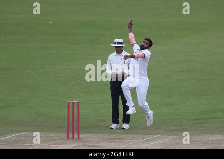 CHESTER LE STREET, ROYAUME-UNI. LE 22 JUILLET JasEsprit Bumrah de l'Inde bowling pendant le Tour Match entre County Select XI et l'Inde à Emirates Riverside, Chester le Street le jeudi 22 juillet 2021. (Credit: Mark Fletcher | MI News) Credit: MI News & Sport /Alay Live News Banque D'Images