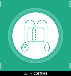 Icône du bouton de couleur du dispositif de mesure de la pression artérielle. Examen de sang élevé. Illustration de Vecteur