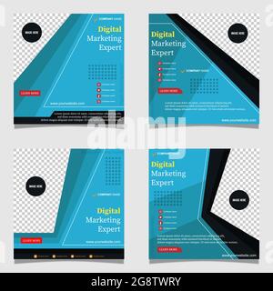 Marketing numérique modèle de publication sur les médias sociaux d'experts, fond de vecteur de promotion modifiable avec collage de photos Illustration de Vecteur