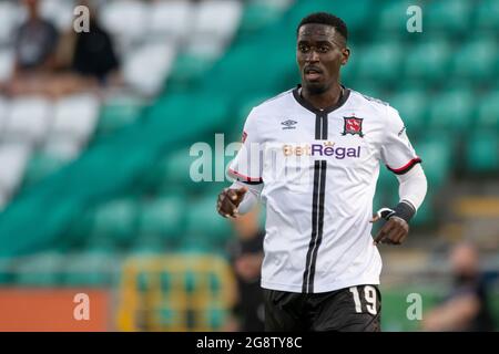 Dublin, Irlande. 22 juillet 2021. Wilfried Zahibo de Dundalk lors de la deuxième partie de qualification de l'UEFA Europa Conference League, match de la 1re jambe entre Dundalk FC et le FC Levadia Tallinn au stade de Tallaght à Dublin, Irlande, le 22 juillet 2021 (photo d'Andrew SURMA/SIPA USA). Credit: SIPA USA/Alay Live News Banque D'Images