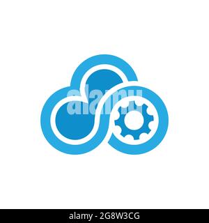 nuage paramètre logo abstrait icône vecteur plat concept Illustration de Vecteur