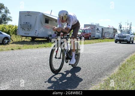 Aurélien Paret Peintre de l'équipe Citroën AG2R pendant le Tour de France 2021, course cycliste 20, épreuve de temps, Libourne - Saint Emilion (30,8 km) le 17 juillet 2021 à Lussac, France - photo Laurent Lairys / DPPI Banque D'Images