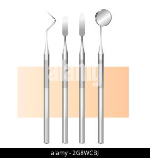 Outils dentaires - miroir buccal et sonde de faucille - Illustration en stock comme fichier EPS 10 Illustration de Vecteur