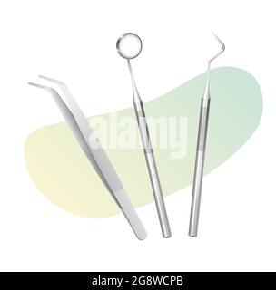 Outils dentaires - miroir buccal et sonde de faucille - Illustration en stock comme fichier EPS 10 Illustration de Vecteur