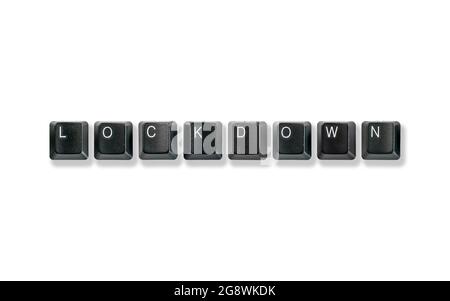 Orthographe des touches du clavier de l'ordinateur verrouillage, isolé sur fond blanc Banque D'Images