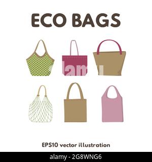 Sacs de recyclage écologiques, motif vectoriel. Illustration de Vecteur