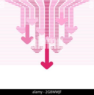 Arrière-plan financier abstrait avec flèches rouges descendant. Panne de concept. Illustration de Vecteur