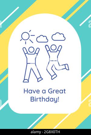 Meilleurs vœux pour une carte postale d'anniversaire avec une icône de glyphe linéaire Illustration de Vecteur