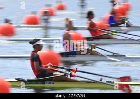 Tokyo, Japon. 23 juillet 2021. Général, fonction, essuie-glace, flou, dynamique. Action, One Women, Sculpls individuels pour femmes, W1x, Rowing, Aviron, PRELIMINS, Heats on 07/23/2021, voie navigable Sea Forest. Jeux olympiques d'été 2020, de 23.07. - 08.08.2021 à Tokyo/Japon. Credit: dpa/Alay Live News Banque D'Images