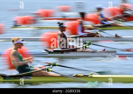 Tokyo, Japon. 23 juillet 2021. Général, fonction, essuie-glace, flou, dynamique. Action, One Women, Sculpls individuels pour femmes, W1x, Rowing, Aviron, PRELIMINS, Heats on 07/23/2021, voie navigable Sea Forest. Jeux olympiques d'été 2020, de 23.07. - 08.08.2021 à Tokyo/Japon. Credit: dpa/Alay Live News Banque D'Images