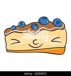 Un joli morceau de gâteau au chocolat et aux myrtilles. Illustration vectorielle. Illustration de Vecteur