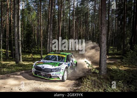 22 Bulacia Marco (bol), Ohannesian Marcelo (arg), Toksport WRT, Skoda Fabia Evo, action pendant le Rallye Estonie, 7e tour du Championnat WRC 2021 de la FIA du 15 au 18 juillet à Tartu, Tartu County en Estonie - photo Nikos Katikis / DPPI Banque D'Images