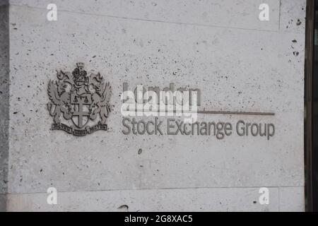 Détail du panneau de la Bourse de Londres, City of London, Royaume-Uni. Banque D'Images