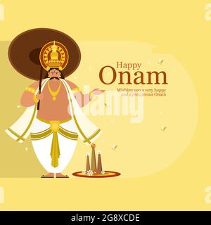 Le festival Onam avec le roi Mahabali. Onam est un festival de la récolte à Kerala, en Inde Illustration de Vecteur