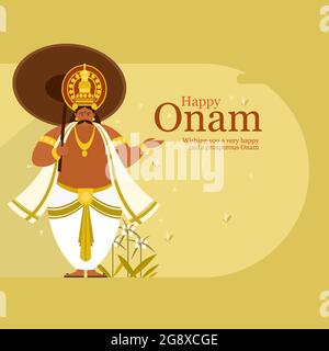 Le festival Onam avec le roi Mahabali. Onam est un festival de la récolte à Kerala, en Inde Illustration de Vecteur
