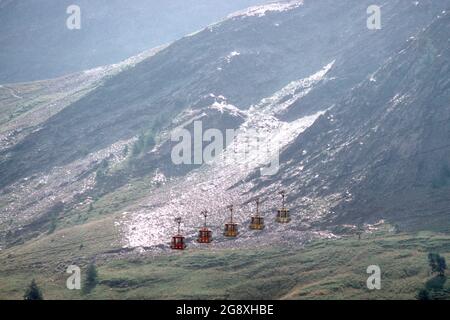 Téléphérique du glacier la Meije en 1980, la grave, Hautes-Alpes, France Banque D'Images