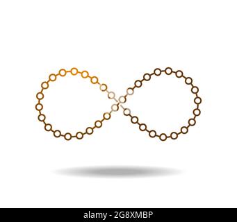 Boucle Golden mobius. Un signe de l'infini fait d'une chaîne de perles ou de cercles et de lignes. Symbole infini Illustration de Vecteur