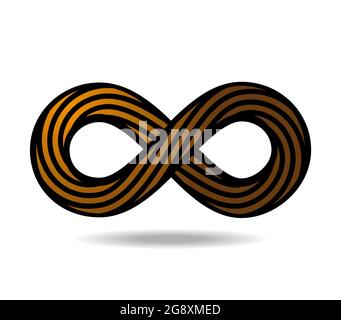 Boucle Mobius en corde dorée. symbole infini Illustration de Vecteur