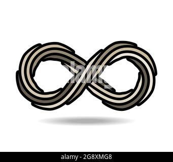 Boucle Mobius en corde dans les tons de gris. symbole infini Illustration de Vecteur