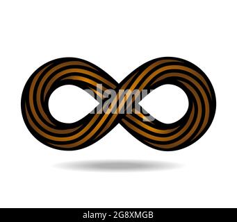 Boucle Mobius en corde dorée. symbole infini Illustration de Vecteur