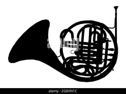 Silhouette d'une corne, instrument de musique Banque D'Images