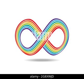 Boucle Mobius en arc-en-ciel. Dessiné sur une sphère. Symbole infini Illustration de Vecteur